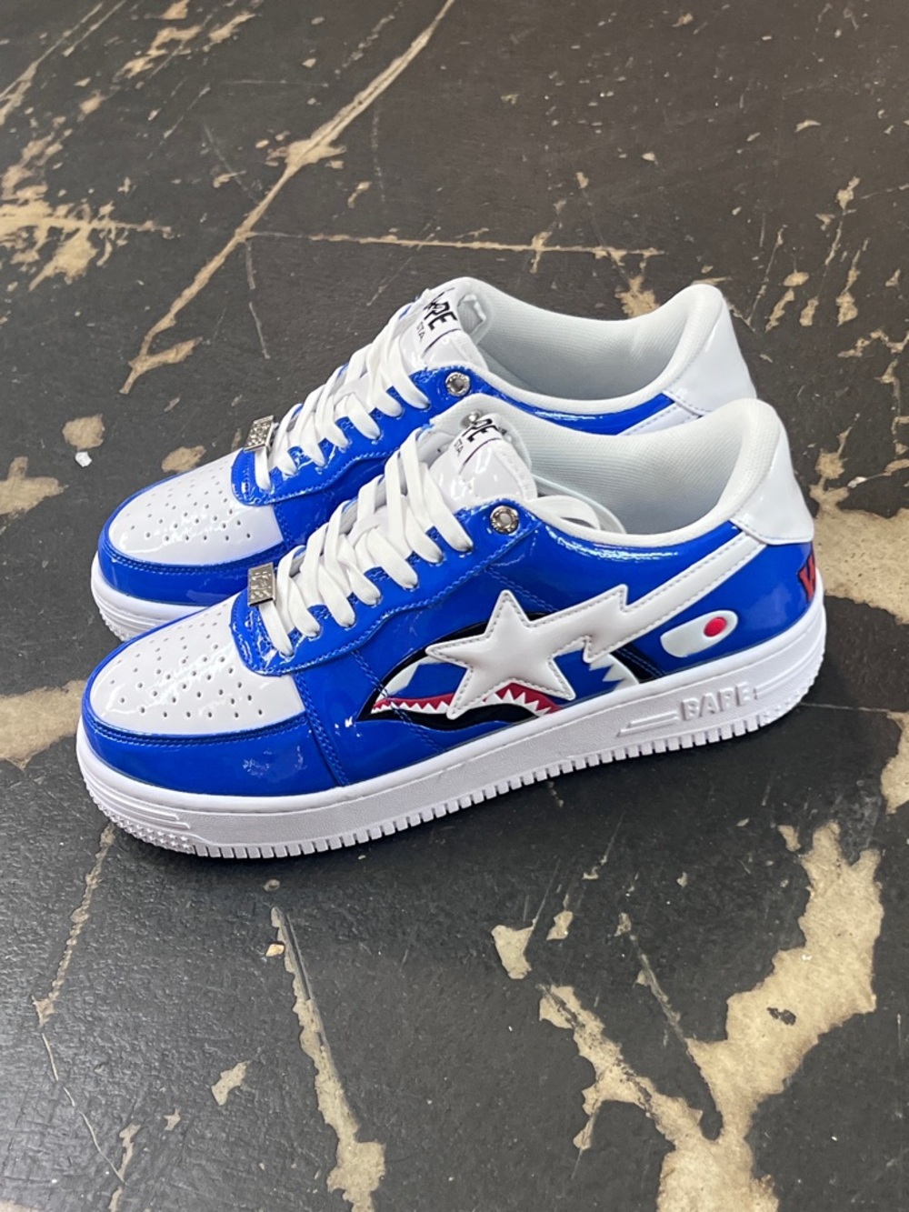 BAPE STA #3 Shark Blue Patent Leather Sneakers Men’s